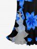 Robe à imprimé floral Hawaii à volants et fente - Bleu XS