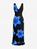 Robe à imprimé floral Hawaii à volants et fente - Bleu XS