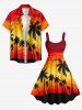 Coconut Tree Ombre Dusk Print Hawaii A Line Dress -  