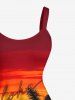 Coconut Tree Ombre Dusk Print Hawaii A Line Dress -  