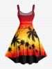 Coconut Tree Ombre Dusk Print Hawaii A Line Dress -  
