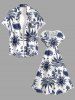 Robe trapèze Hawaii à imprimé cocotier, soleil, fleurs et paisley - Bleu profond L
