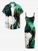 Robe Hawaï à imprimé marbré texturé - Vert profond XXS