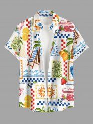Sun Fruit Sea Print Hawaii Button Pocket Shirt For Men -  