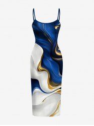 Ocean Current Robe ajustée à imprimé colorblock Hawaii - Bleu profond S
