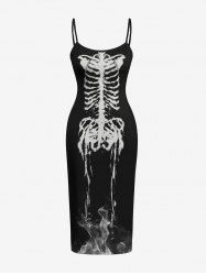 Skeleton Print Fitted Dress -  