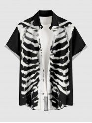 Chemise pour homme à imprimé squelette, avec boutons et poche - Noir S