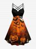 Tenue assortie pour couple Halloween citrouille chauve-souris toile d'araignée imprimé lune - Orange 