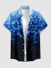 Tenue de plage hawaïenne assortie pour couples avec imprimé fleurs ombré et pois clairs - Bleu profond 