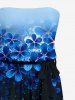 Tenue de plage hawaïenne assortie pour couples avec imprimé fleurs ombré et pois clairs - Bleu profond 