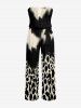 Leopard Ombre Print Hawaii Pocket Jumpsuit with Removable Belt and Shoulder Strap -  