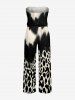 Leopard Ombre Print Hawaii Pocket Jumpsuit with Removable Belt and Shoulder Strap -  