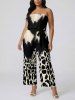 Leopard Ombre Print Hawaii Pocket Jumpsuit with Removable Belt and Shoulder Strap -  
