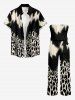 Leopard Ombre Print Hawaii Pocket Jumpsuit with Removable Belt and Shoulder Strap -  