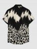 Chemise hawaïenne à poche boutonnée pour homme - Imprimé léopard ombré - Noir XL