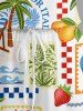 Sun Fruit Sea Print Hawaii Drawstring Pocket Romper -  