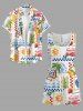 Sun Fruit Sea Print Hawaii Drawstring Pocket Romper -  