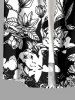 Chemise hawaïenne à imprimé fleurs et feuilles avec poche boutonnée pour homme - Noir S