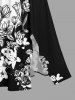 Robe midi en A à imprimé Hawaii fleurs et feuilles avec poches fendues - Noir L
