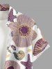 Chemise hawaïenne à boutons et poche avec imprimé fleurs, étoiles de mer et corail pour homme - Violet Terne 6XL