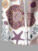 Chemise hawaïenne à boutons et poche avec imprimé fleurs, étoiles de mer et corail pour homme - Violet Terne 6XL