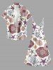 Robe trapèze portefeuille à imprimé hawaïen fleurs, étoiles de mer et corail - Violet Terne XXS