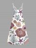 Robe trapèze portefeuille à imprimé hawaïen fleurs, étoiles de mer et corail - Violet Terne XXS