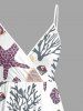 Robe trapèze portefeuille à imprimé hawaïen fleurs, étoiles de mer et corail - Violet Terne XXS