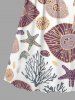 Robe trapèze portefeuille à imprimé hawaïen fleurs, étoiles de mer et corail - Violet Terne XXS