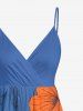 Flower Leaf Print Hawaii Surplice A Line Dress -  