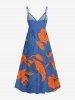 Flower Leaf Print Hawaii Surplice A Line Dress -  