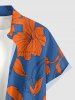 Chemise homme Hawaii à imprimé feuilles et fleurs avec poche boutonnée - Bleu Ciel S
