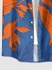 Chemise homme Hawaii à imprimé feuilles et fleurs avec poche boutonnée - Bleu Ciel S