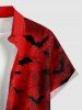 Halloween Pumpkin Lantern Bat Ombre Print Button Pocket Shirt For Men -  