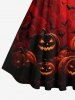 Halloween Pumpkin Lantern Bat Ombre Print Vintage Swing A Line Dress -  