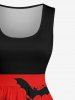 Halloween Pumpkin Lantern Bat Ombre Print Vintage Swing A Line Dress -  