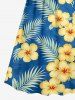 Hibiscus Flower Tropical Leaf Print Surplice Hawaii Cami Dress -  