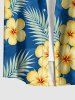 Hibiscus Flower Tropical Leaf Print Buttons Pocket Hawaii Shirt For Men -  