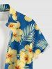 Hibiscus Flower Tropical Leaf Print Buttons Pocket Hawaii Shirt For Men -  