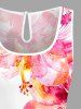 Hibiscus Flower Watercolor Print Cinched Hawaii Romper -  