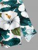 Jupe Hawaii fendue à imprimé fleurs et feuilles d'hibiscus - Turquoise Foncée XS