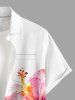 Hibiscus Flower Watercolor Print Buttons Pocket Hawaii Shirt For Men -  