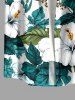 Hibiscus Flower Leaf Print Buttons Pocket Hawaii Shirt For Men -  