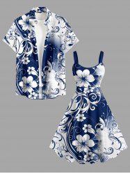 Flowers Ombre Colorblock Print Matching Hawaii Beach Outfit For Couples -  