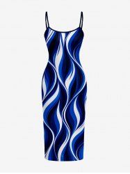 Curve Colorblock Print Hawaii Fitted Dress -  