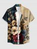 Flowers Leaf Colorblock Print Matching Hawaii Beach Outfit For Couples -  