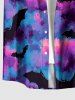 Ensemble Tie-Dye Ombré Galaxie Lune Chauve-Souris Imprimé Halloween pour Couples - Pourpre  