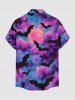 Ensemble Tie-Dye Ombré Galaxie Lune Chauve-Souris Imprimé Halloween pour Couples - Pourpre  