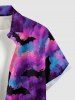 Ensemble Tie-Dye Ombré Galaxie Lune Chauve-Souris Imprimé Halloween pour Couples - Pourpre  