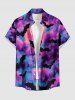 Ensemble Tie-Dye Ombré Galaxie Lune Chauve-Souris Imprimé Halloween pour Couples - Pourpre  